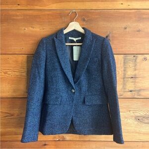 Veronica Beard Blue & Black Wool Cutaway Dickey Blazer Jacket size 2
